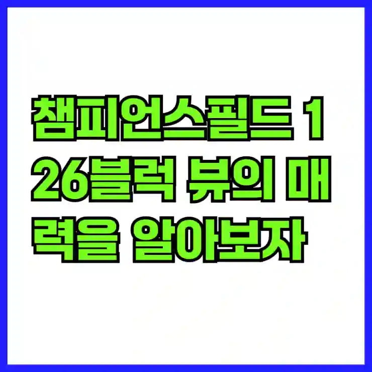 챔피언스필드 126블럭 뷰의 매력을 알아보자