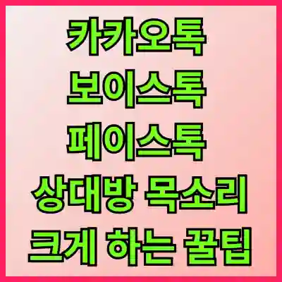 카카오톡 보이스톡 페이스톡 상대방 목소리 크게 하는 꿀팁 완전 정복!