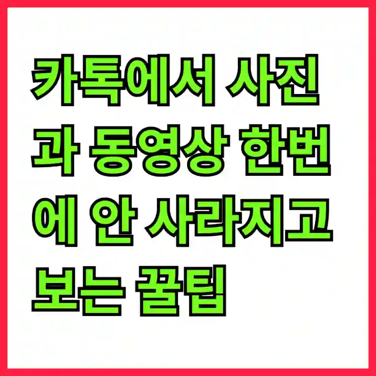 카톡에서 사진과 동영상 한번에 안 사라지고 보는 꿀팁 완전 정복
