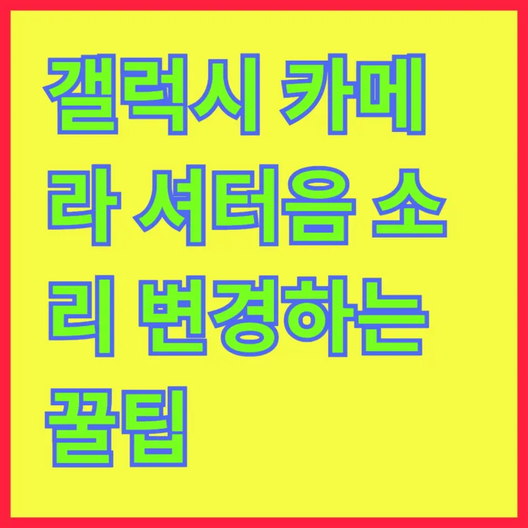 갤럭시 카메라 셔터음 소리 변경하는 꿀팁 대공개!