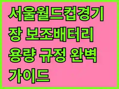 서울월드컵경기장 보조배터리 용량 규정 완벽 가이드