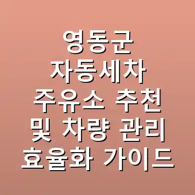 영동군 자동세차 주유소 추천 및 차량 관리 효율화 가이드