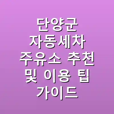 단양군 자동세차 주유소 추천 및 이용 팁 가이드