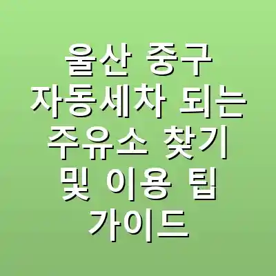 울산 중구 자동세차 되는 주유소 찾기 및 이용 팁 가이드