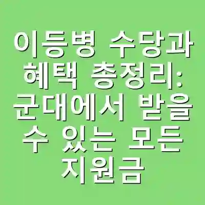 이등병 수당과 혜택 총정리: 군대에서 받을 수 있는 모든 지원금