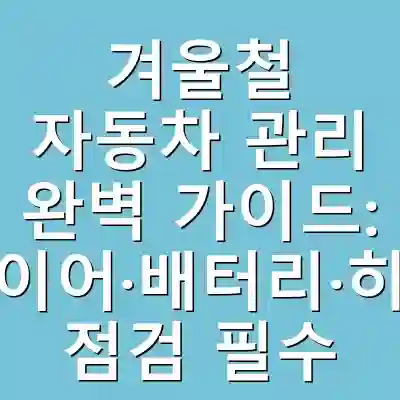 겨울철 자동차 관리 완벽 가이드: 타이어·배터리·히터 점검 필수