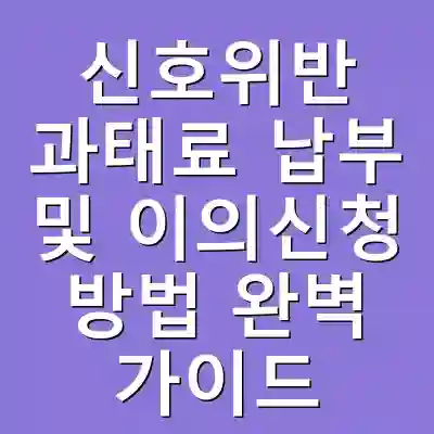 신호위반 과태료 납부 및 이의신청 방법 완벽 가이드