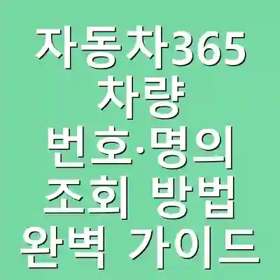 자동차365 차량 번호·명의 조회 방법 완벽 가이드