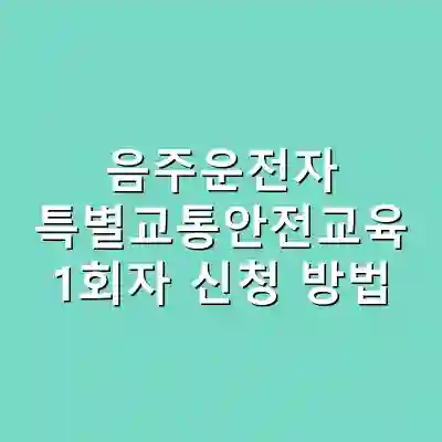 음주운전자 특별교통안전교육 1회자 신청 방법