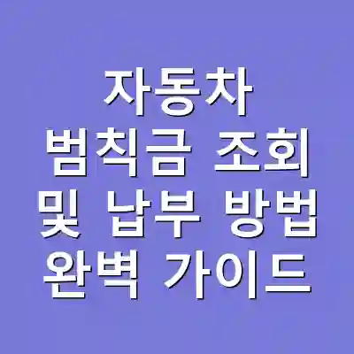 자동차 범칙금 조회 및 납부 방법 완벽 가이드