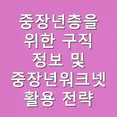중장년층을 위한 구직 정보 및 중장년워크넷 활용 전략